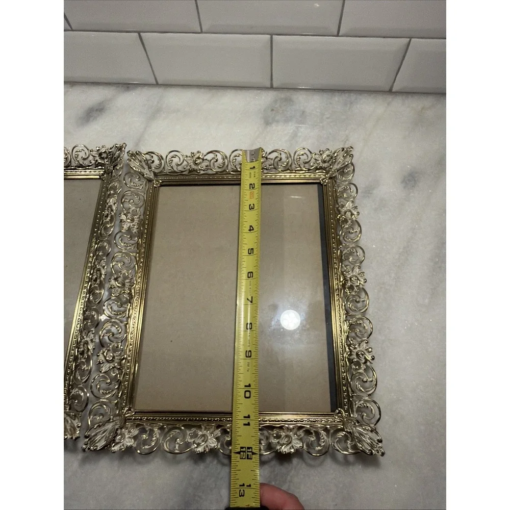 Vintage Set Of 2 Gold Metal Filigree Picture Frames 8x10 Hollywood Regency A002
